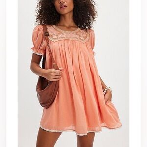Free People Bali Lucky One Romper Peach Cotton size L